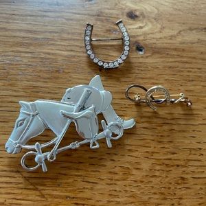 Set of three equestrian pins